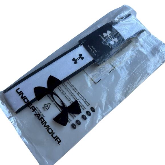 Under Armour UA Play Up Headband White 1366241 Basketball Soccer Tennis Running - Picture 2 of 3